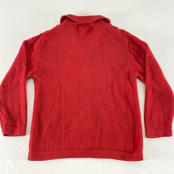 Vintage Twee Hearts Diamonds Wonderland Red Cardigan Sweater Sz Small - Picture 12 of 12